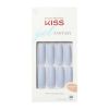 KISS Gel Fantasy Sculpted x-Long Square Glue-On Nails, Glossy Light Blue, 'Attitude', 28 Ct.