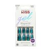 KISS Gel Fantasy Magnetic Medium Coffin Sculpted Gel Nails, Glossy Dark Blue, 28 Count