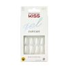 KISS Gel Fantasy Sculpted Medium Square Glue-On Nails, Glossy Light White, 'Glazed', 28 Ct.