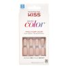 KISS Salon Color Solid Color Fake Nails, White, Short Square, 'Landslide', 31 Ct.