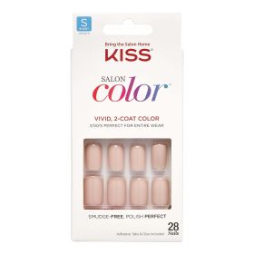 KISS Salon Color Solid Color Fake Nails, White, Short Square, 'Landslide', 31 Ct.