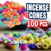 100Pcs Backflow Incense Cones Burner Heavy Smoke Waterfall Buddhism Smoke Cones