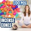 100Pcs Backflow Incense Cones Burner Heavy Smoke Waterfall Buddhism Smoke Cones