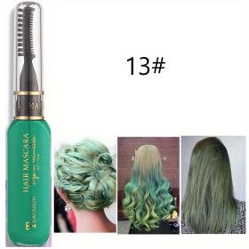 13 colors Disposable Hair Dye Comb - Washable Hair Tint for Party, Birthday, and Cosplay - Easy to Use and Safe (Color: 13 Green)